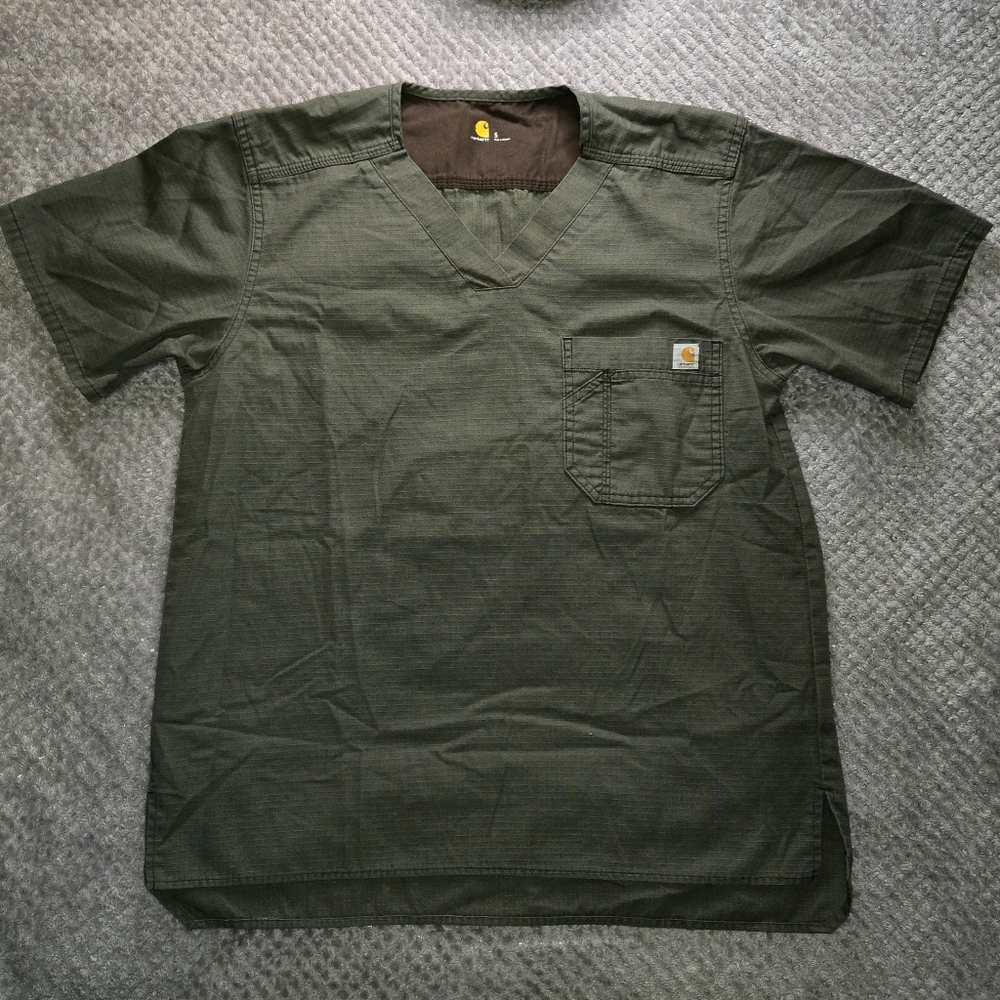 Carhartt Women's Olive Short Sleeve V-Neck Tee Scrub Top